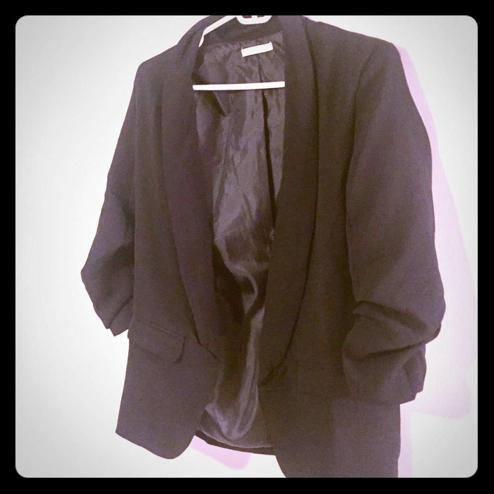 ruched sleeve boyfriend blazer